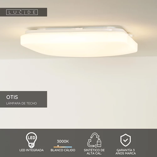 Lucide OTIS - Lámpara de techo - LED - 1x32W 3000K - Ópalo - USP